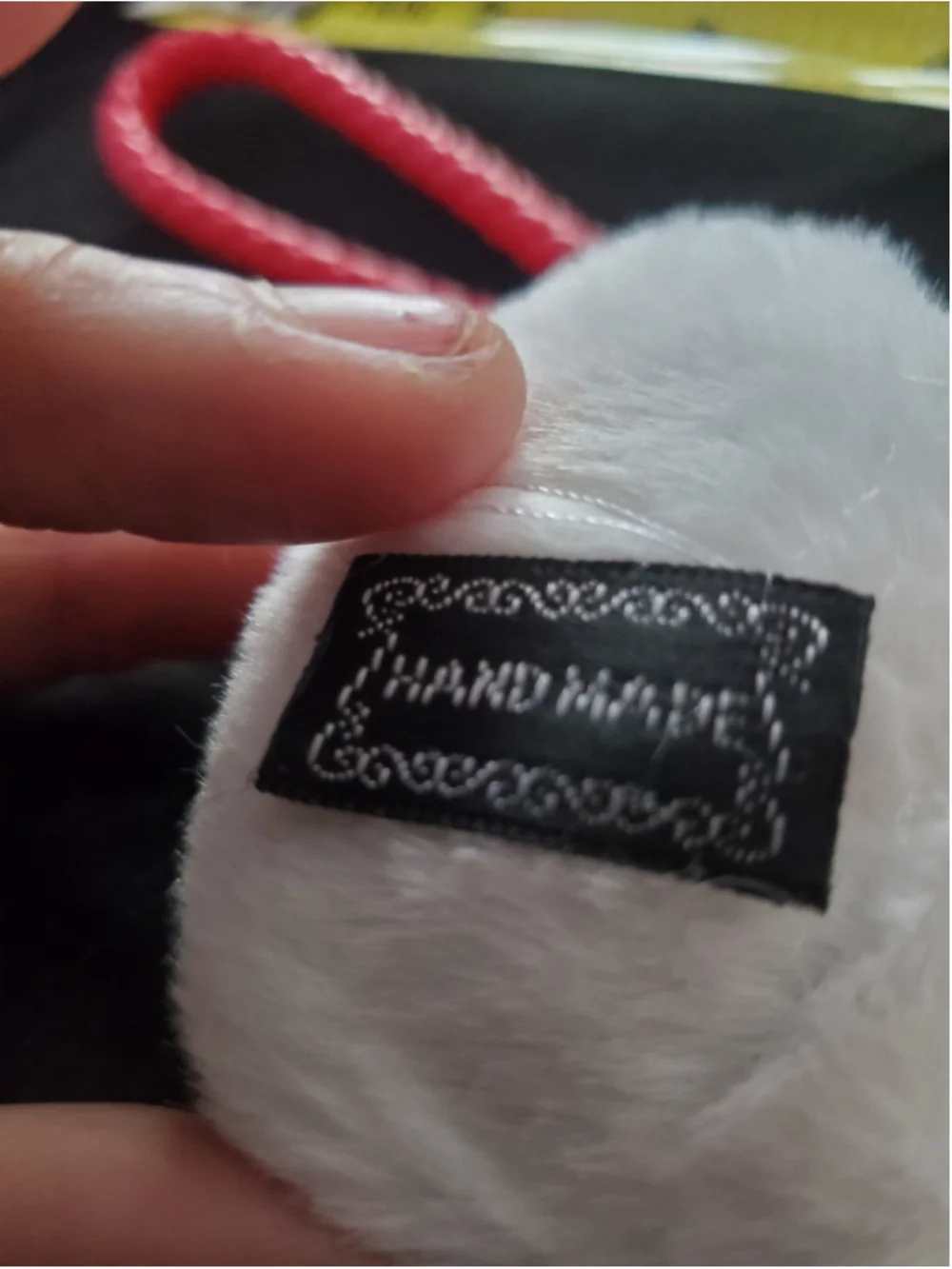 Plush Red and White Cat Keychain